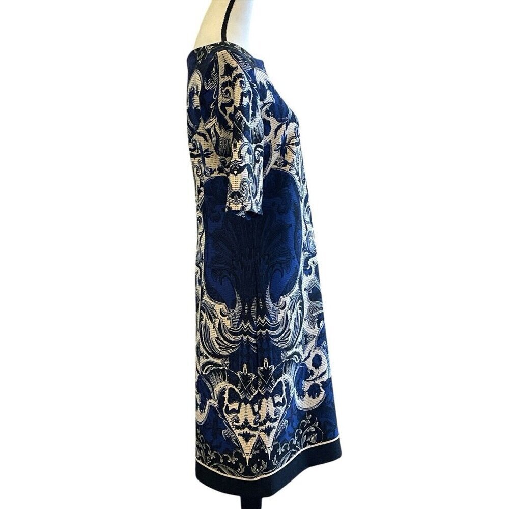 J Taylor Womens Paisley Sheath Dress Size 10 Blue White Print Zipper - Picture 12 of 16